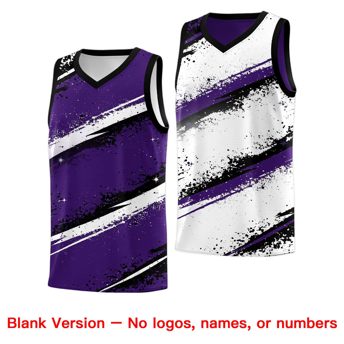 Custom Purple Black White Basketball Jersey Stellar Strike Series Impact Breathable