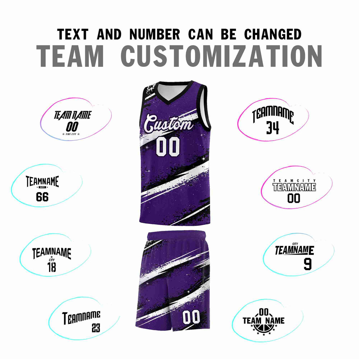 Custom Purple Black White Basketball Jersey Stellar Strike Series Impact Breathable