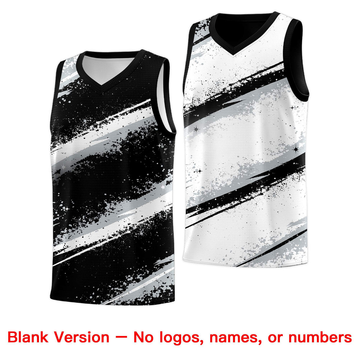 Custom Black Silver White Basketball Jersey Stellar Strike Series Stellar Quick-Drying