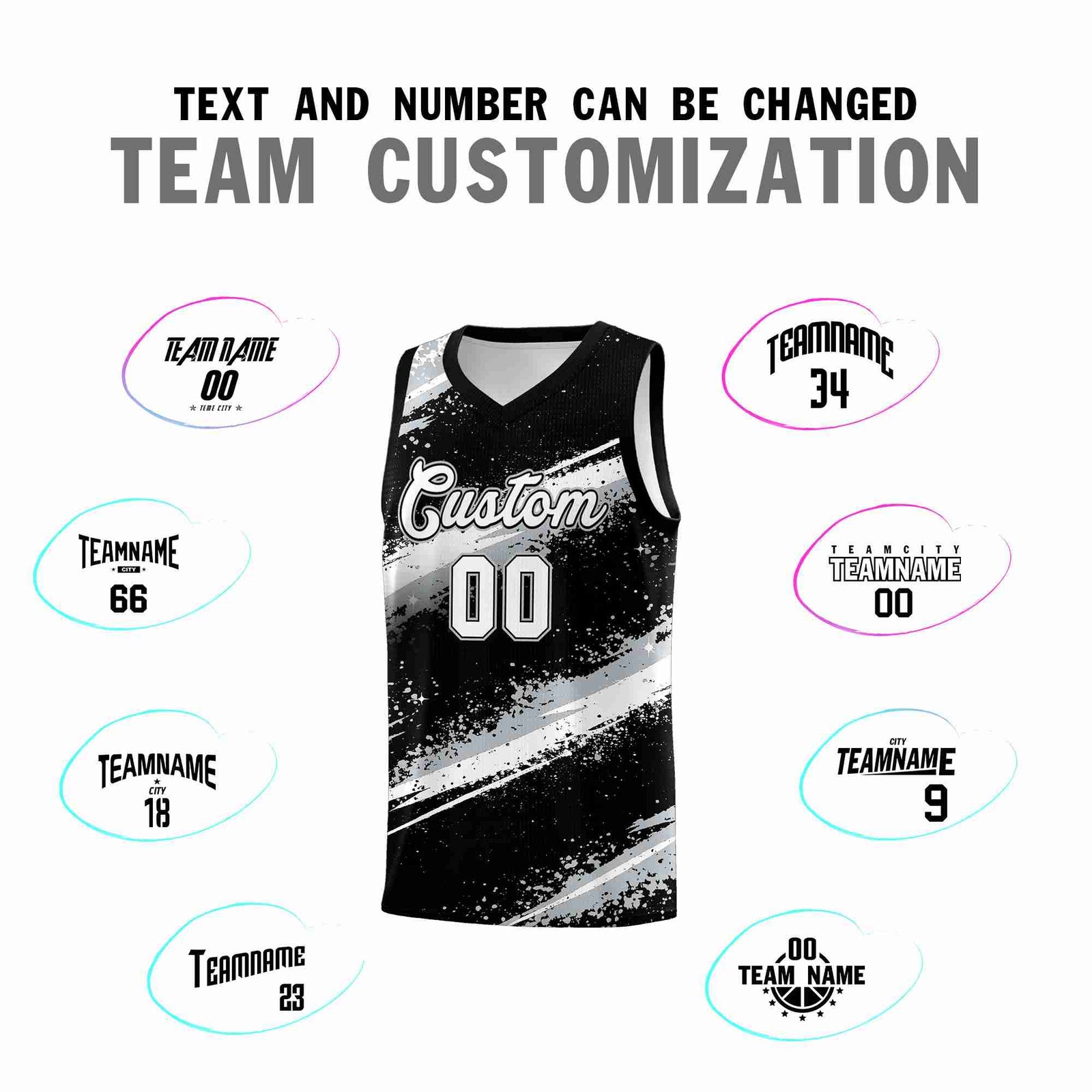 Custom Black Silver White Basketball Jersey Stellar Strike Series Stellar Quick-Drying
