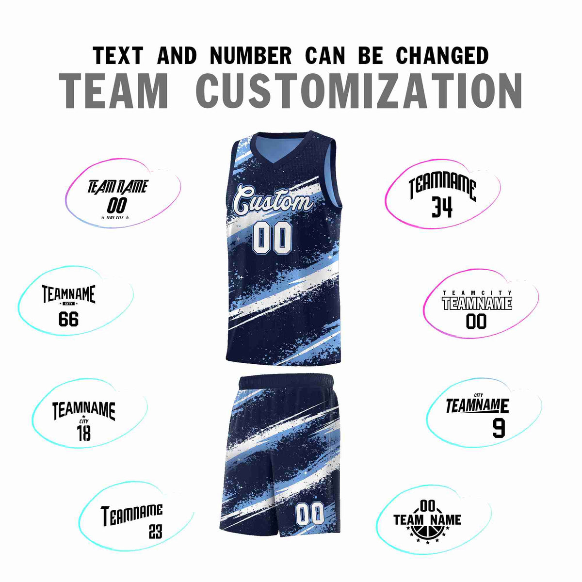 Custom Navy Light Blue White Basketball Jersey Stellar Strike Series Dynamic Drapable