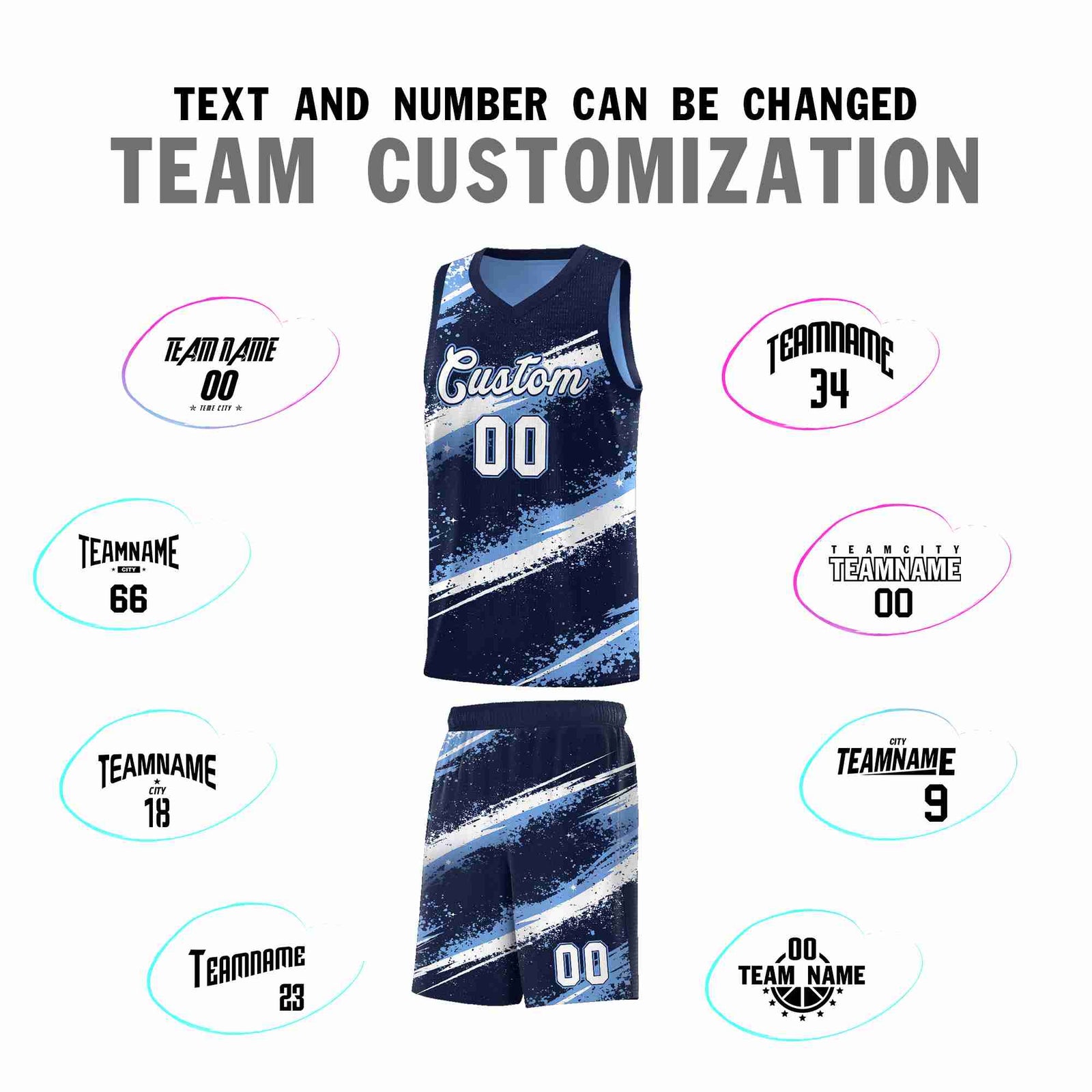 Custom Navy Light Blue White Basketball Jersey Stellar Strike Series Dynamic Drapable