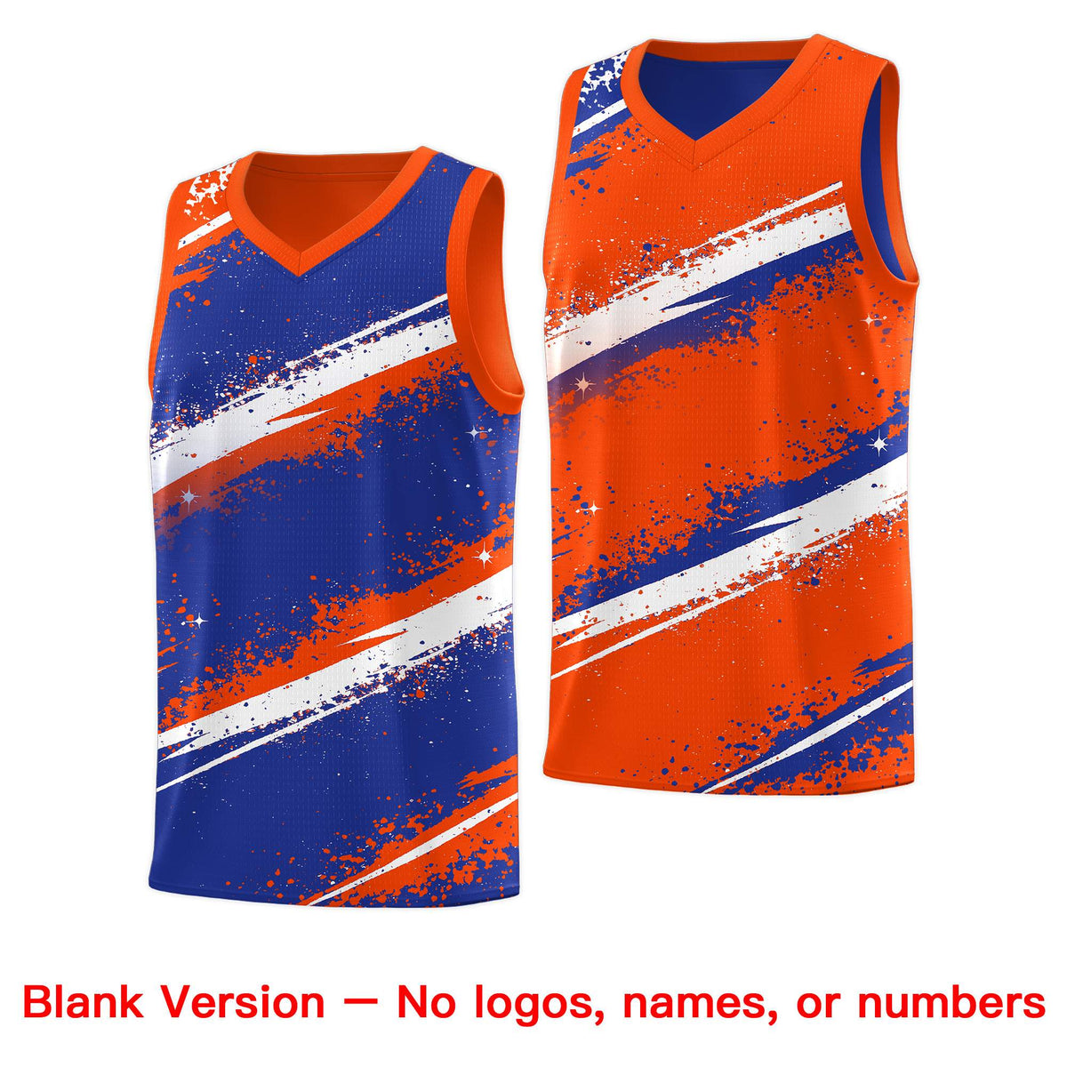 Custom Royal Blue Orange White Basketball Jersey Stellar Strike Series Cosmic Breathable