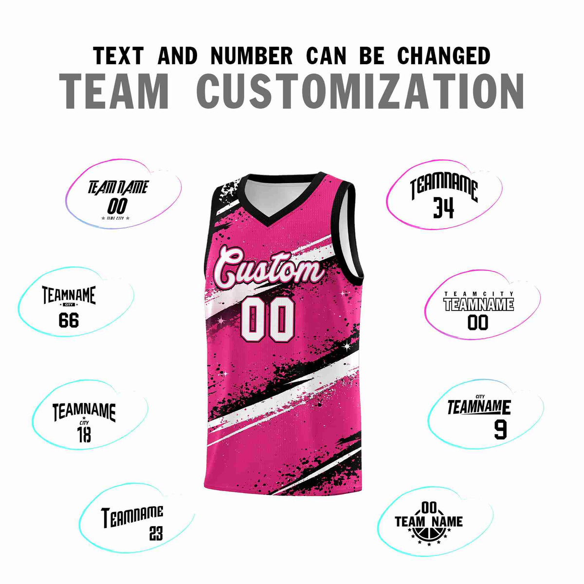Custom Pink Black White Basketball Jersey Stellar Strike Series Dynamic Sublimation Printing