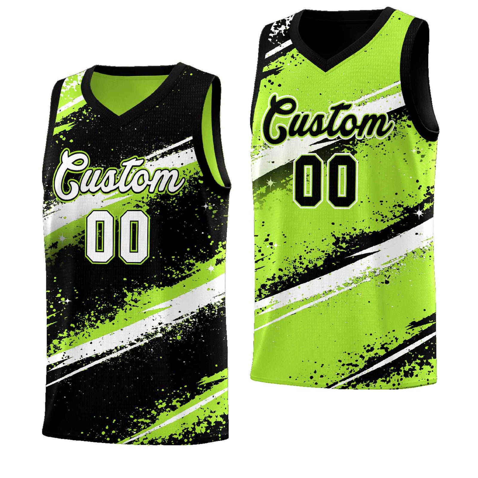 Custom Black Green White Basketball Jersey Stellar Strike Series Velocity Breathable