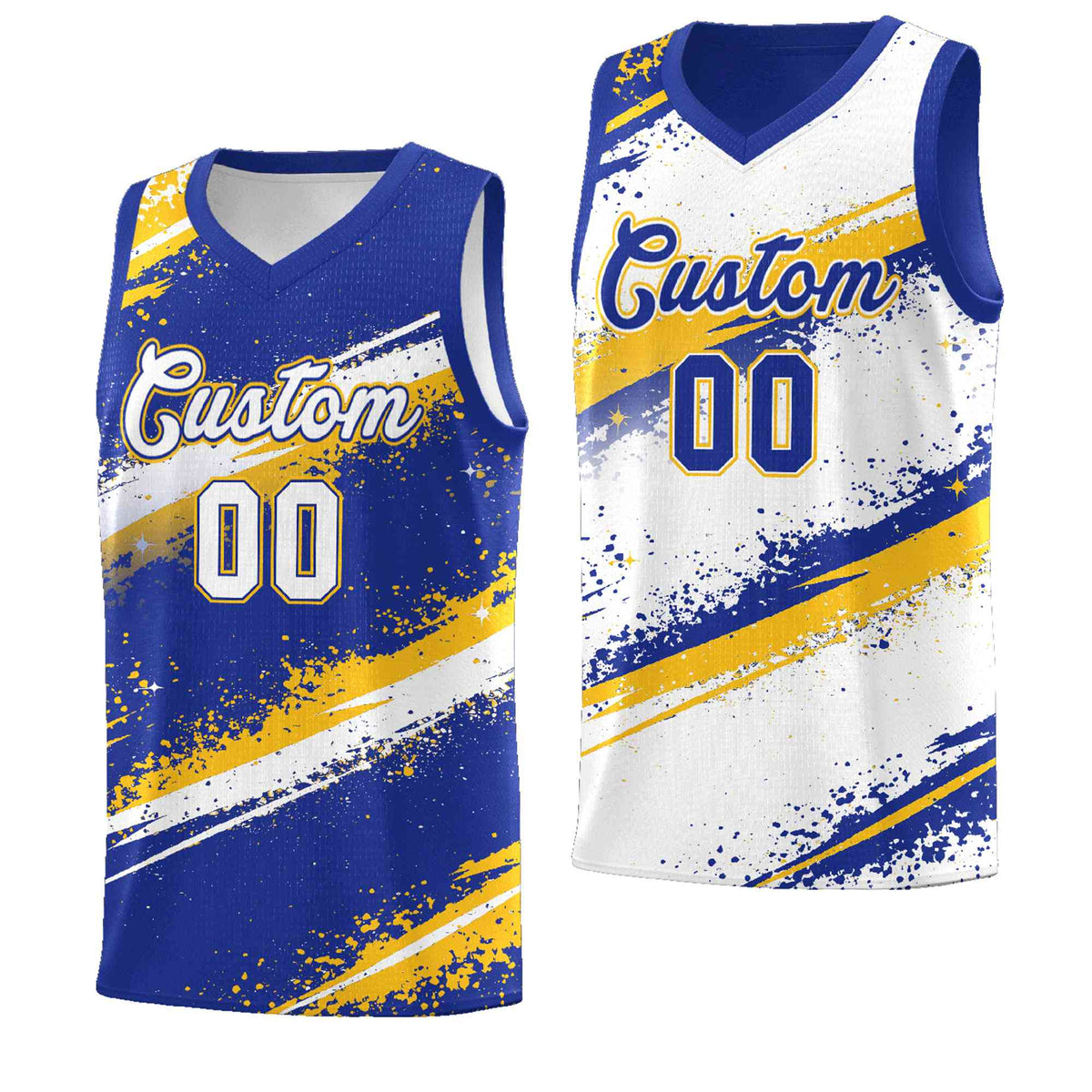 Custom Royal Blue Yellow White Basketball Jersey Stellar Strike Series Cosmic Quick-Drying