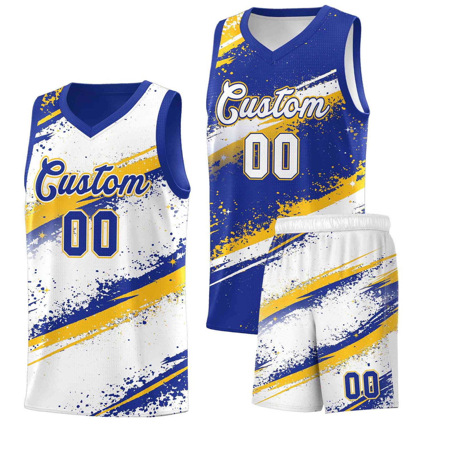 Custom Royal Blue Yellow White Basketball Jersey Stellar Strike Series Cosmic Quick-Drying