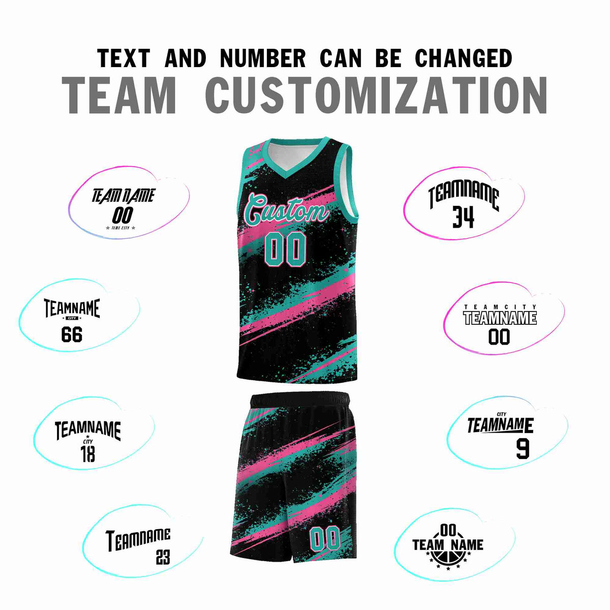 Custom Black Aqua Pink Basketball Jersey Stellar Strike Series Cosmic Lightweight