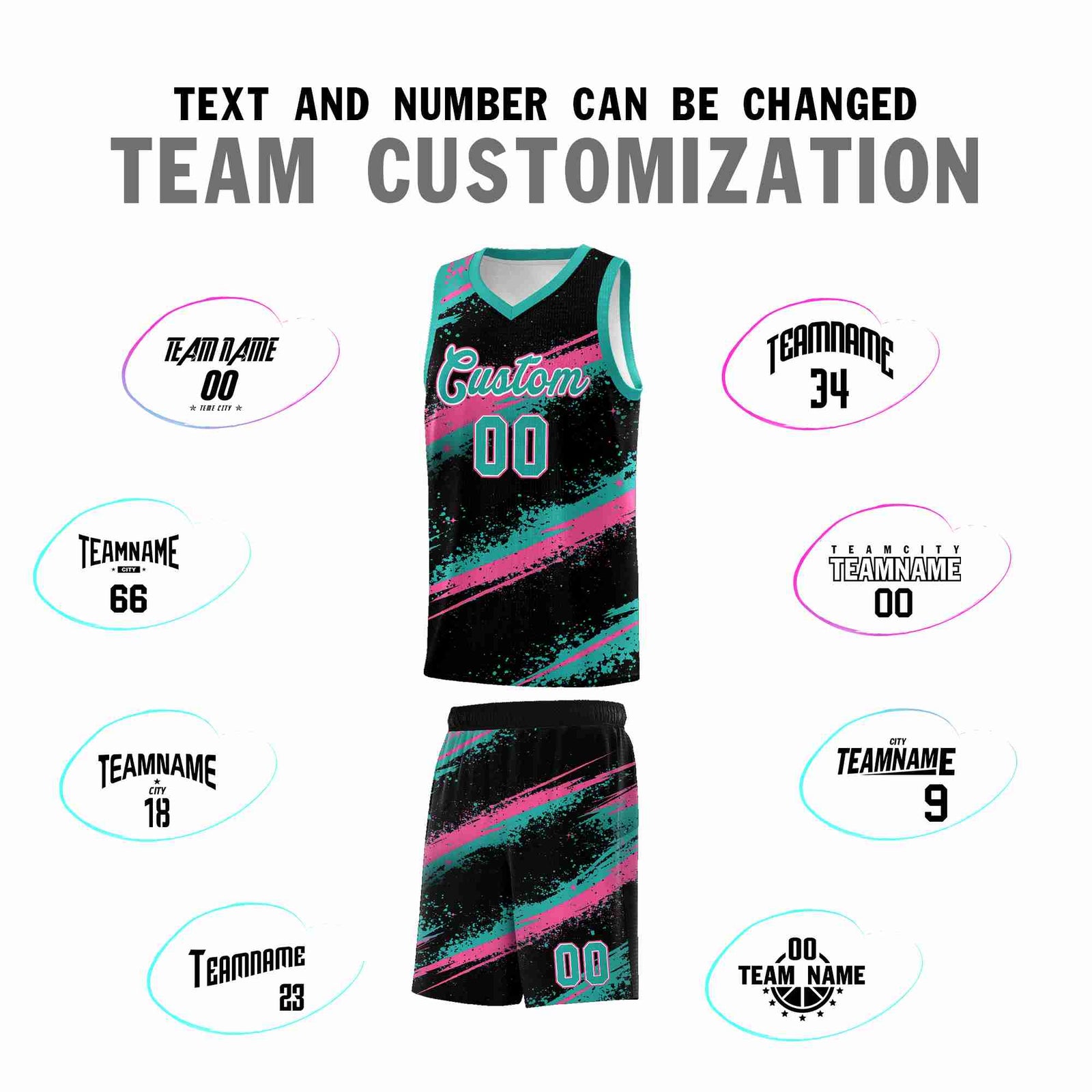 Custom Black Aqua Pink Basketball Jersey Stellar Strike Series Cosmic Lightweight