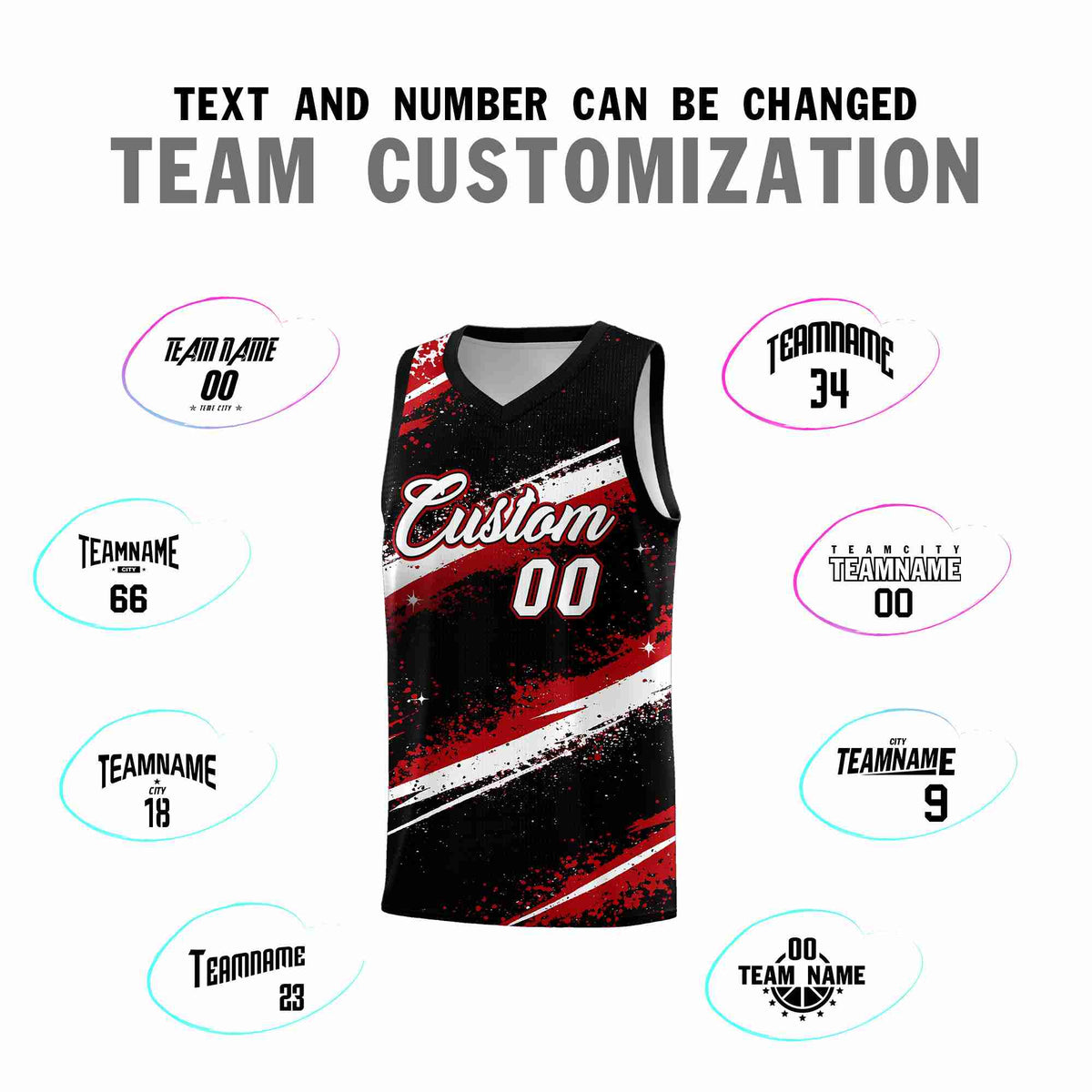 Custom Black Red White Basketball Jersey Stellar Strike Series Stellar Breathable