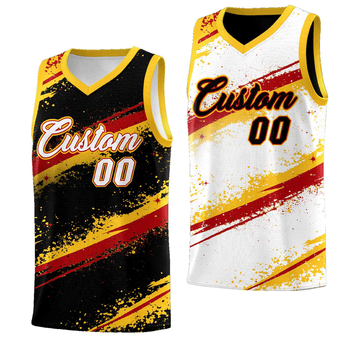Custom Black Yellow Red Basketball Jersey Stellar Strike Series Dynamic Wrinkle-Resistant