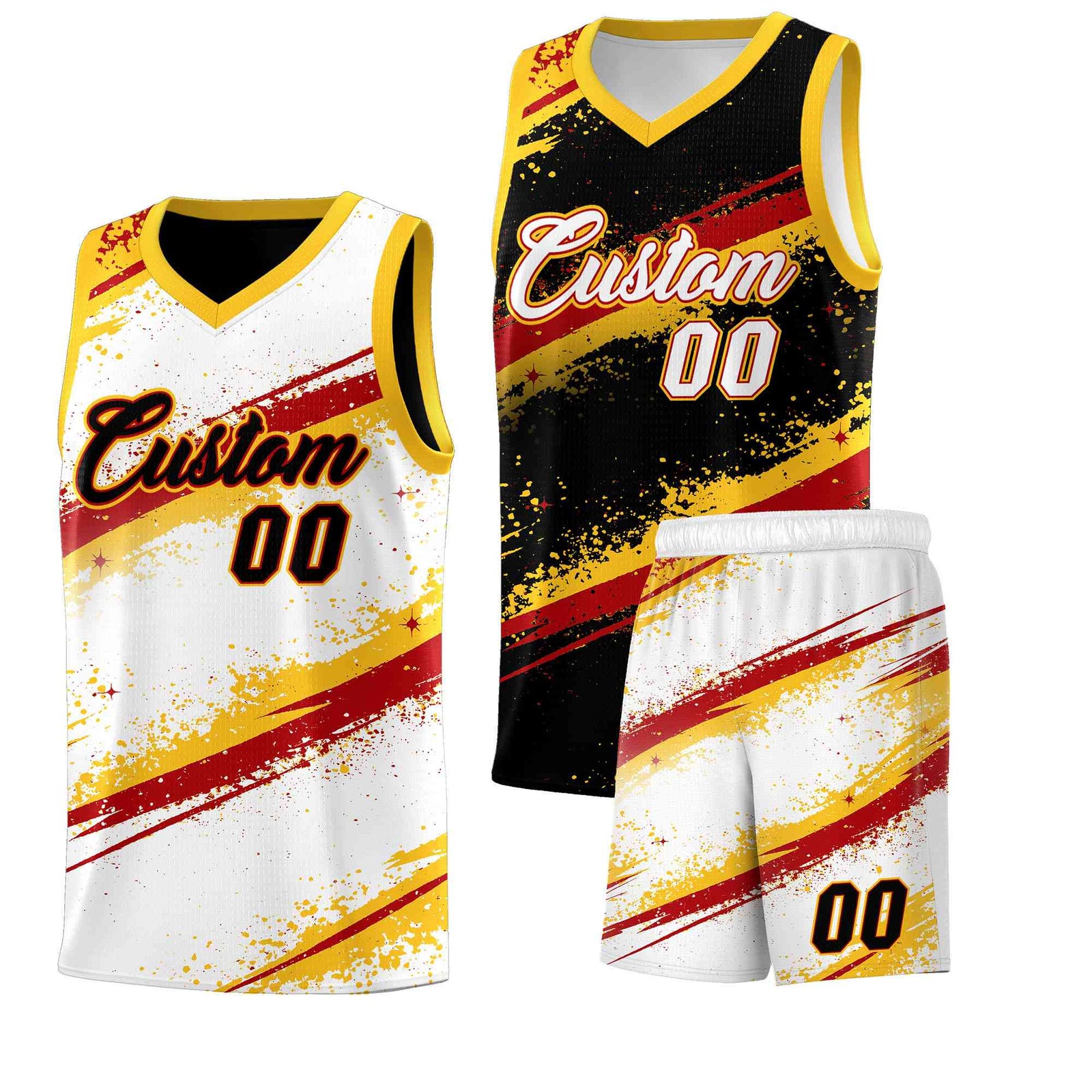 Custom Black Yellow Red Basketball Jersey Stellar Strike Series Dynamic Wrinkle-Resistant