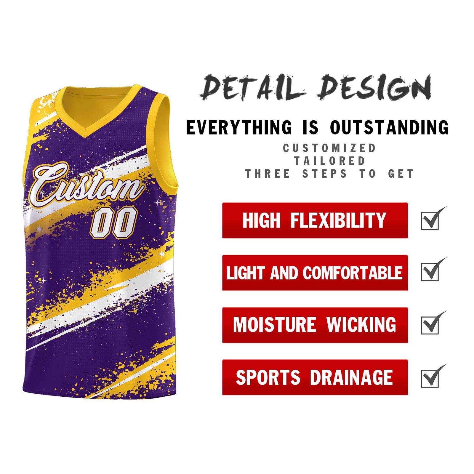 Custom Purple Yellow White Basketball Jersey Stellar Strike Series Cosmic Sublimation Printing