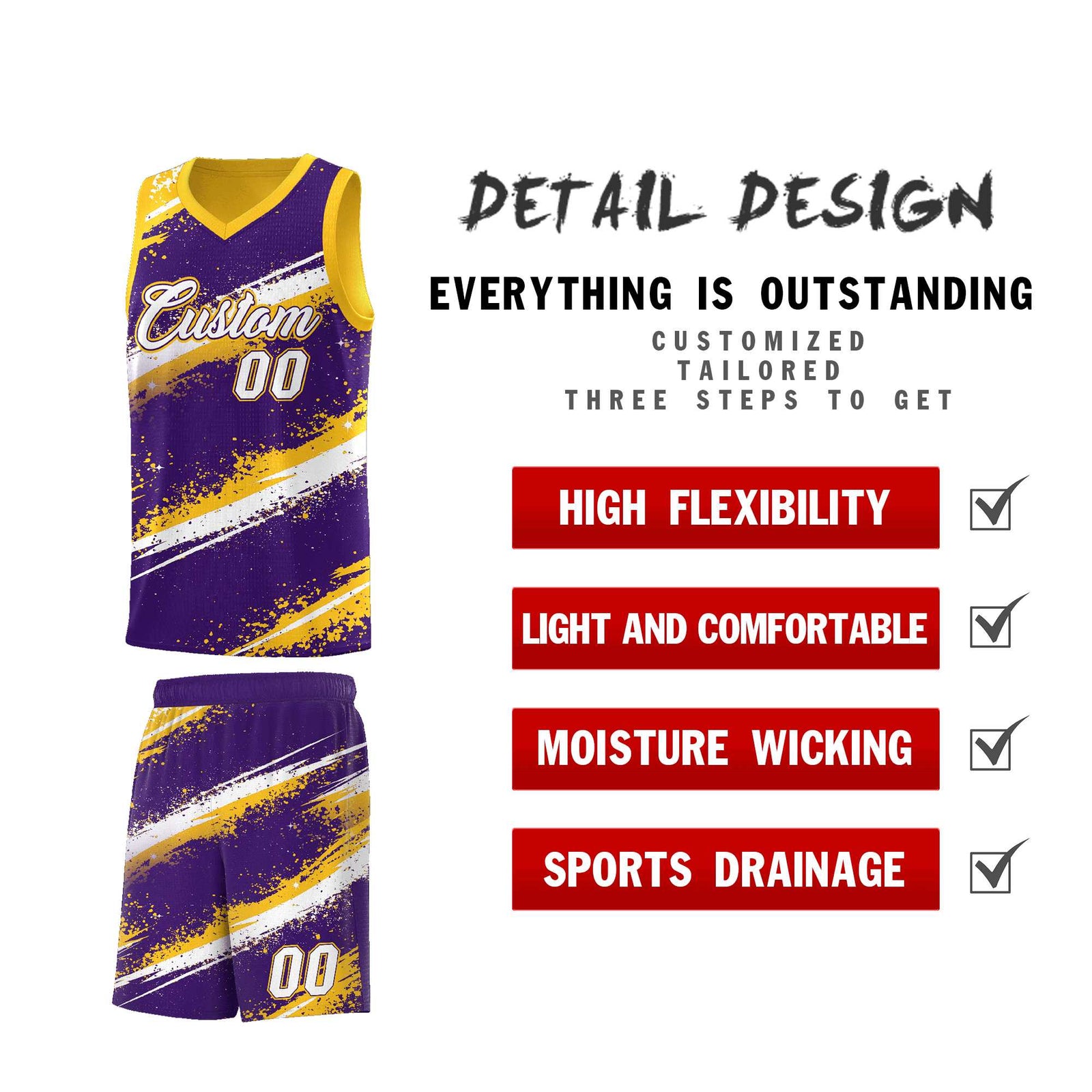 Custom Purple Yellow White Basketball Jersey Stellar Strike Series Cosmic Sublimation Printing