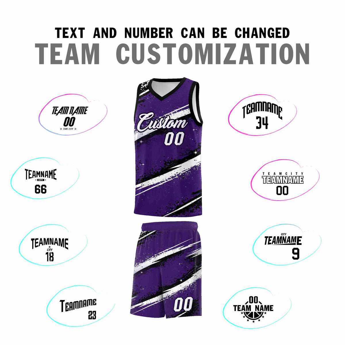 Custom Purple Black White Basketball Jersey Stellar Strike Series Impact Breathable