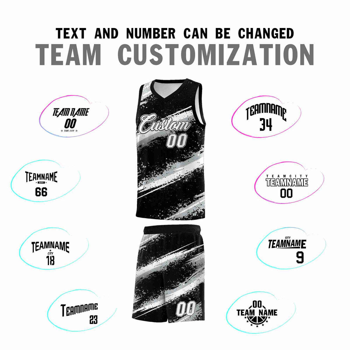 Custom Black Silver White Basketball Jersey Stellar Strike Series Stellar Quick-Drying