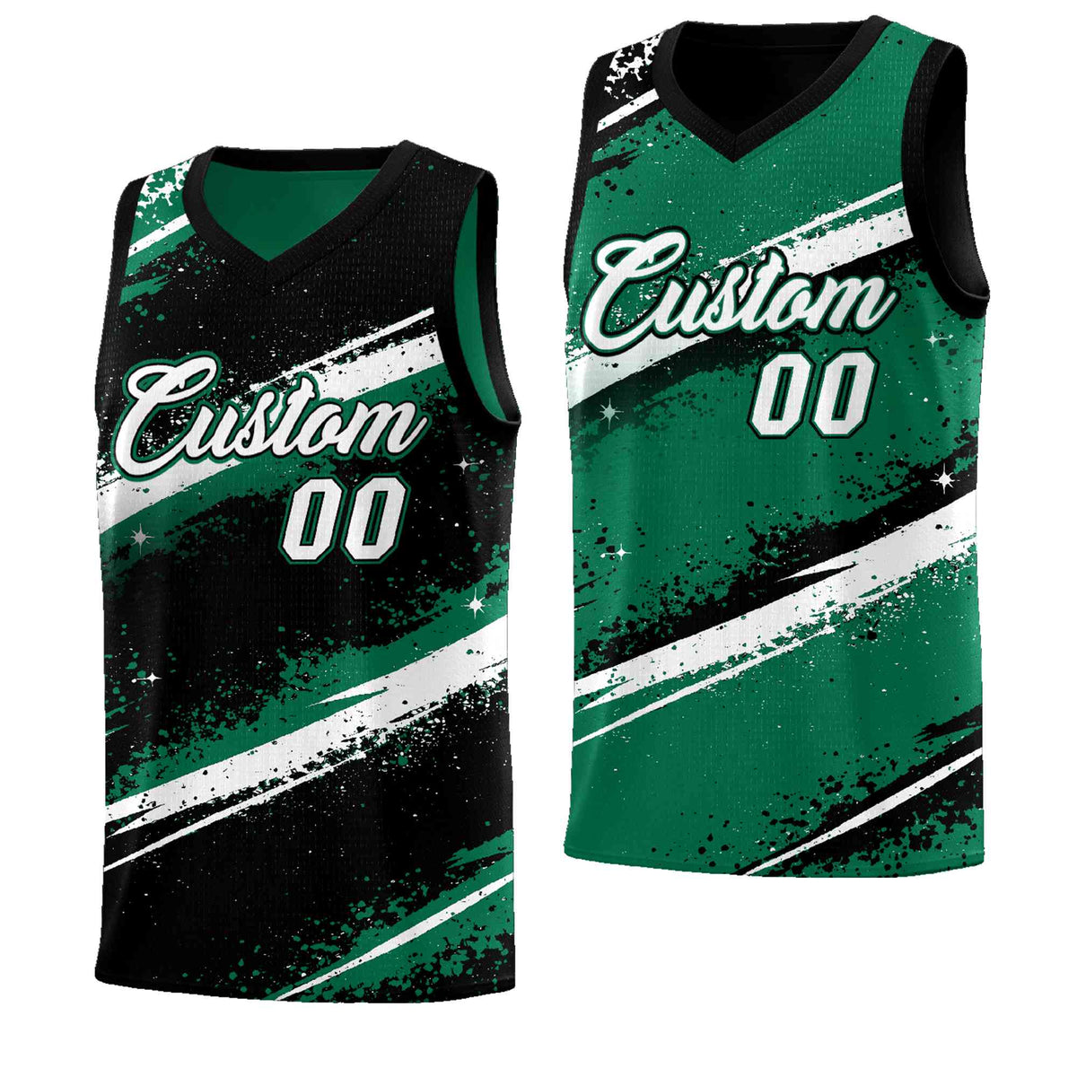 Custom Black Kelly Green White Basketball Jersey Stellar Strike Series Splash Lightweight