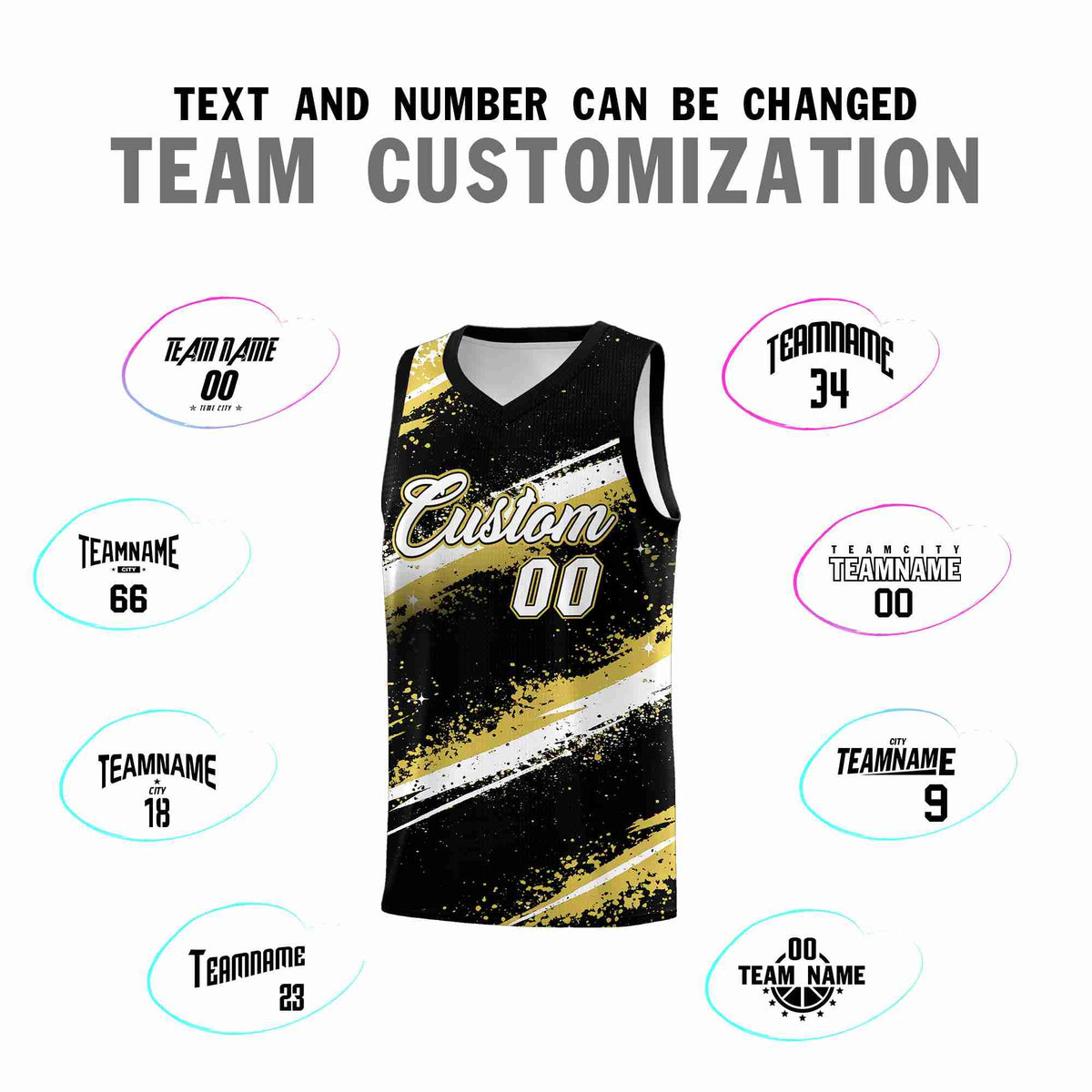 Custom Black Old Gold White Basketball Jersey Stellar Strike Series Reversible Wrinkle-Resistant