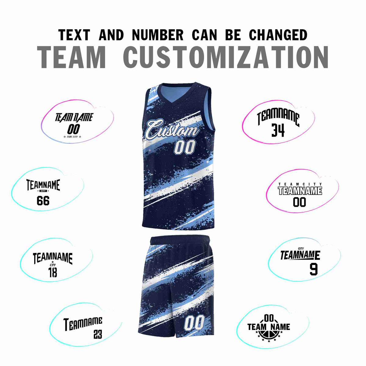 Custom Navy Light Blue White Basketball Jersey Stellar Strike Series Dynamic Drapable