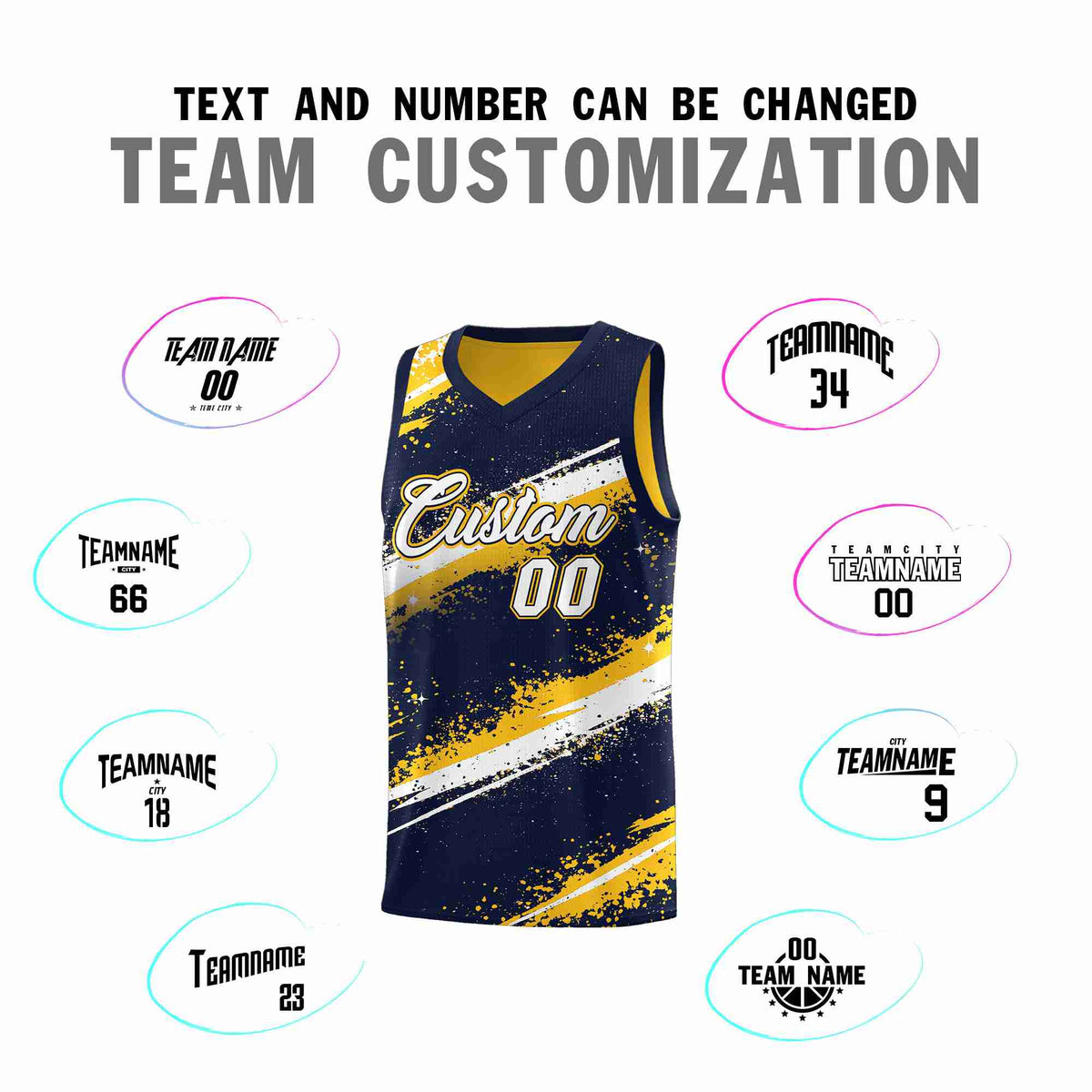 Custom Navy Yellow White Basketball Jersey Stellar Strike Series Velocity Sublimation Printing
