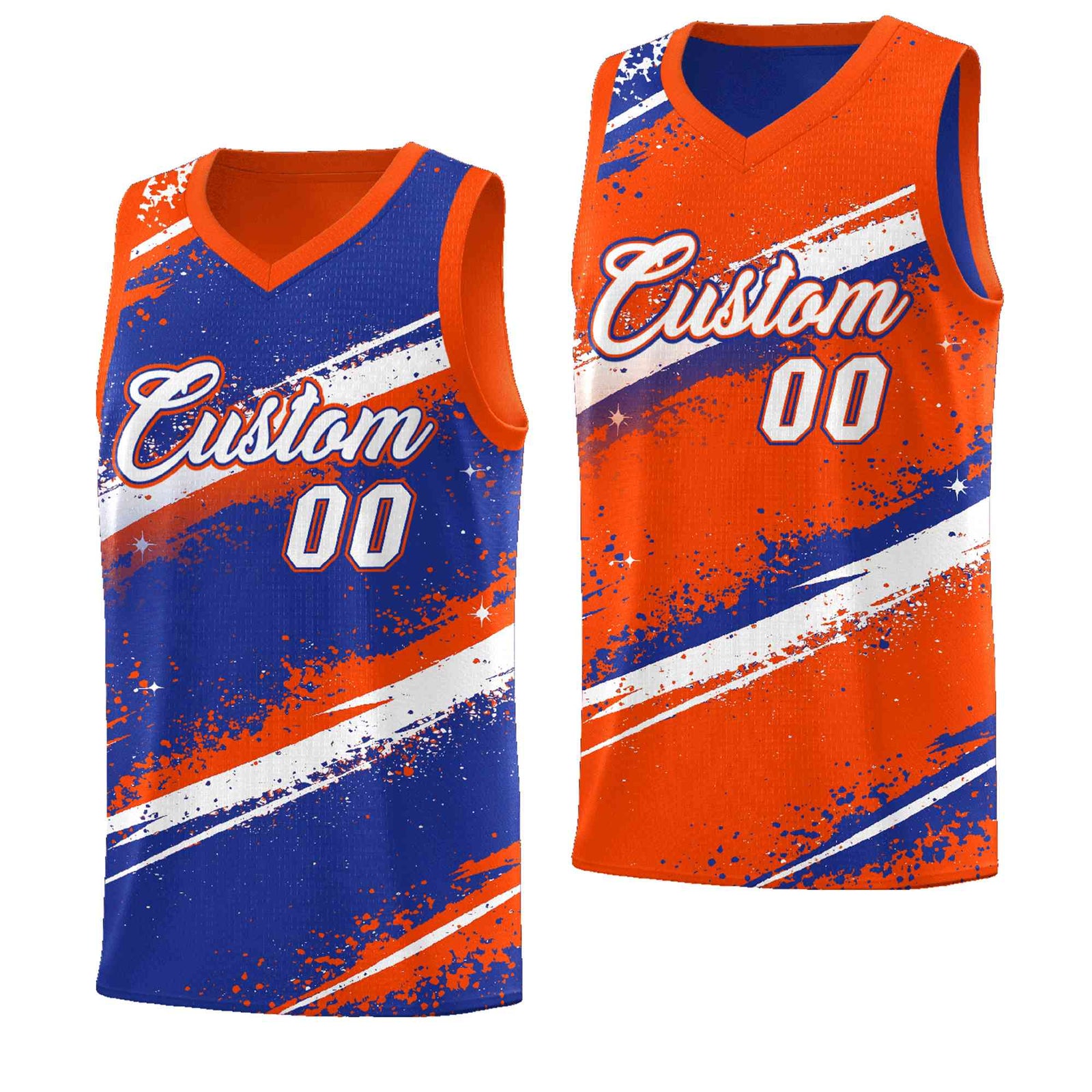 Custom Royal Blue Orange White Basketball Jersey Stellar Strike Series Cosmic Breathable