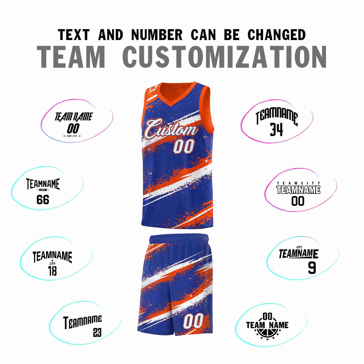 Custom Royal Blue Orange White Basketball Jersey Stellar Strike Series Cosmic Breathable