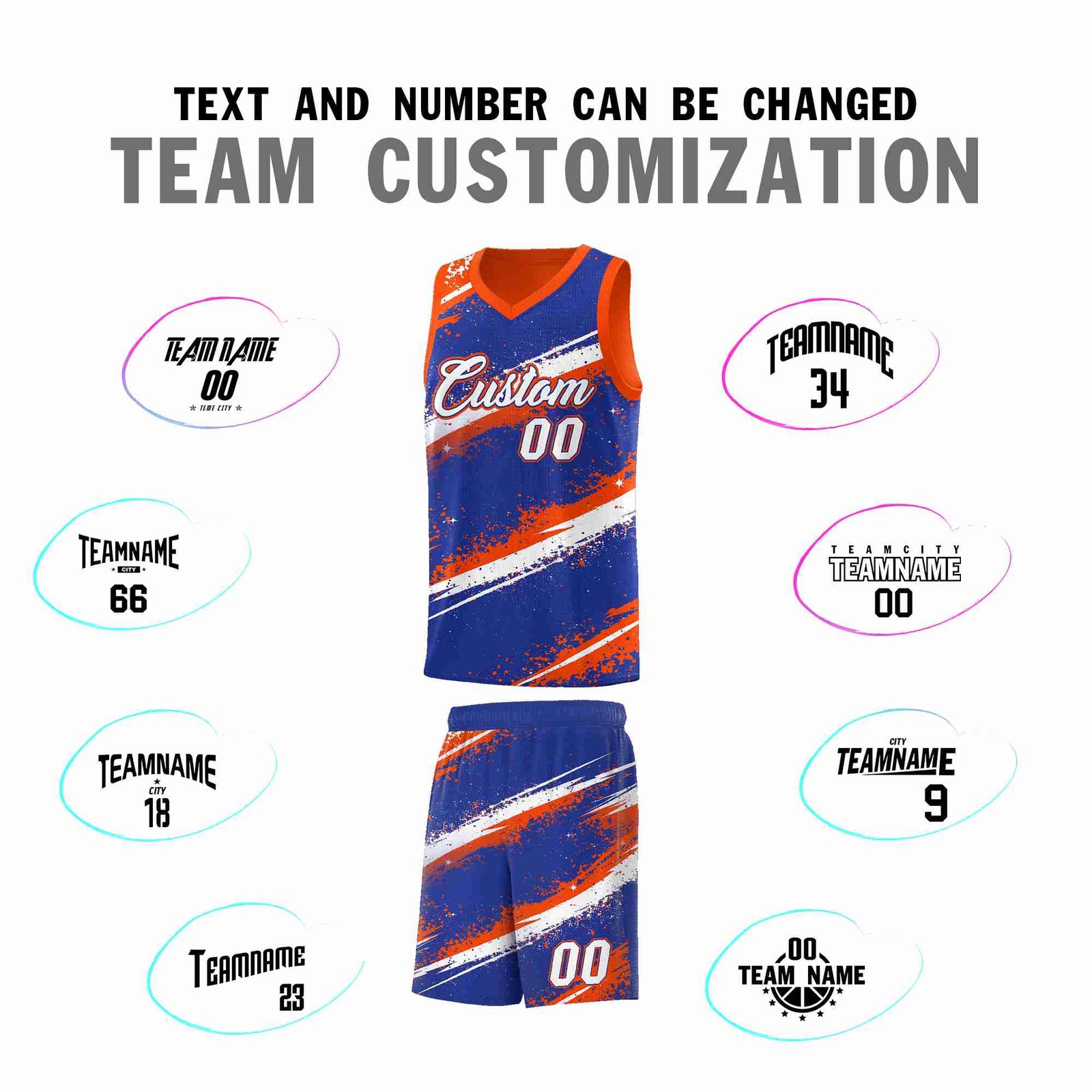 Custom Royal Blue Orange White Basketball Jersey Stellar Strike Series Cosmic Breathable