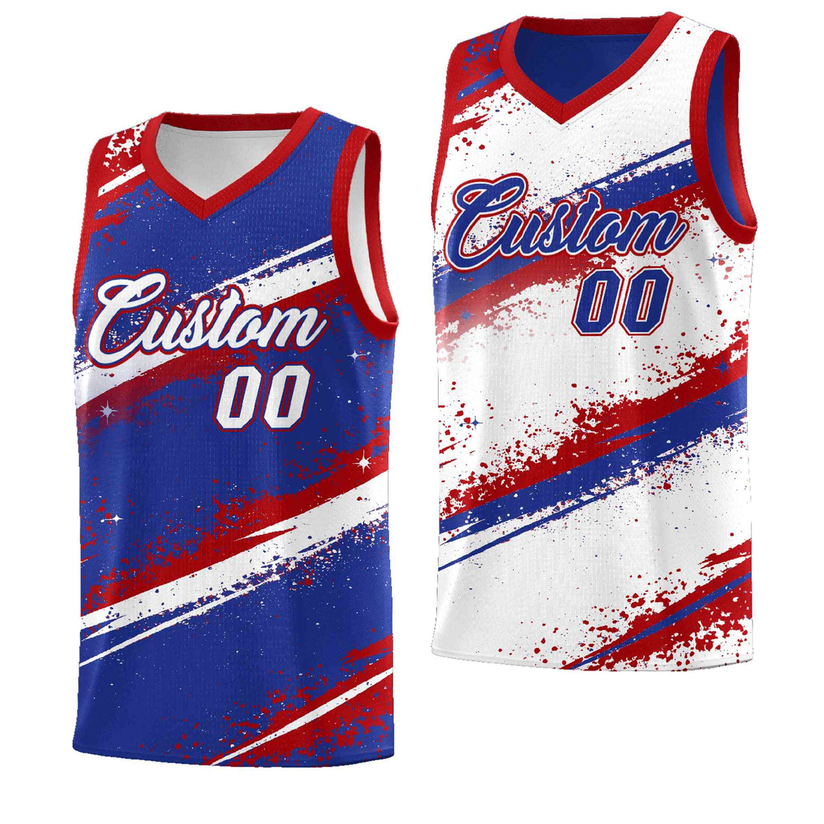 Custom Royal Blue Red White Basketball Jersey Stellar Strike Series Impact Quick-Drying