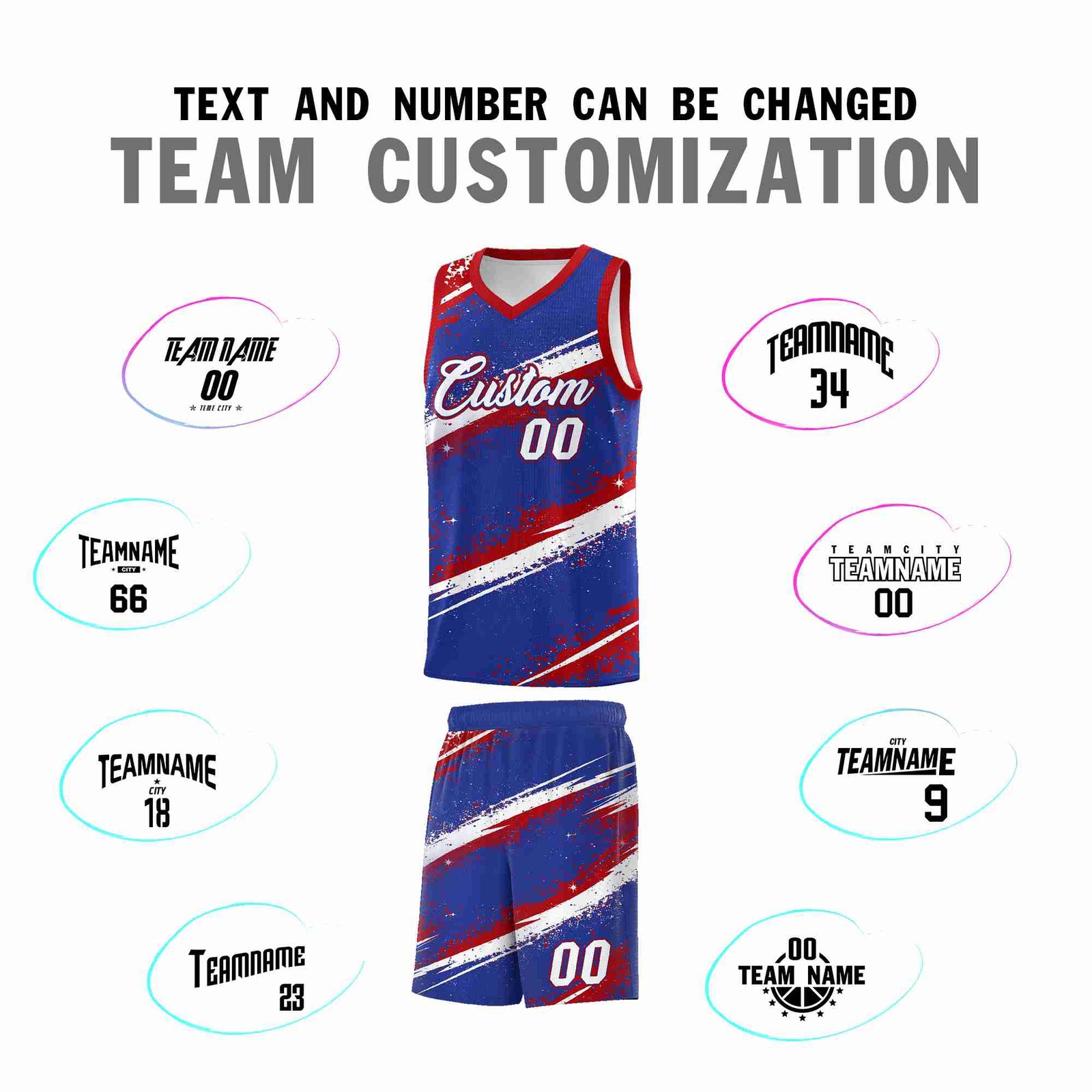 Custom Royal Blue Red White Basketball Jersey Stellar Strike Series Impact Quick-Drying