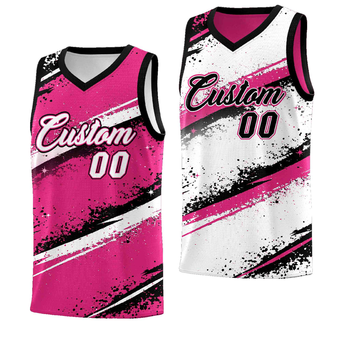 Custom Pink Black White Basketball Jersey Stellar Strike Series Dynamic Sublimation Printing
