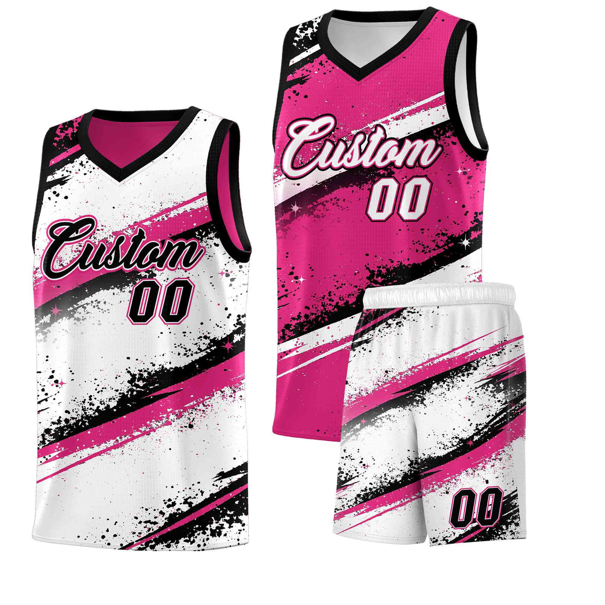 Custom Pink Black White Basketball Jersey Stellar Strike Series Dynamic Sublimation Printing