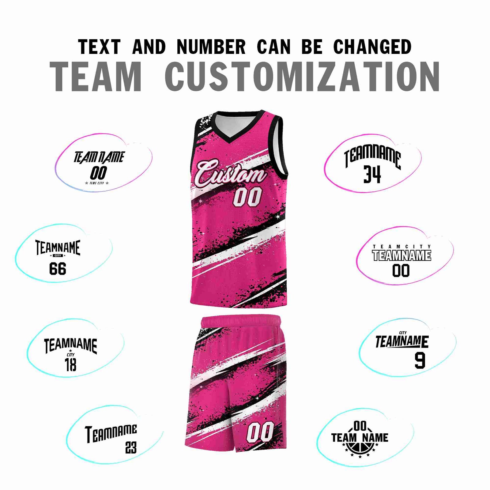 Custom Pink Black White Basketball Jersey Stellar Strike Series Dynamic Sublimation Printing