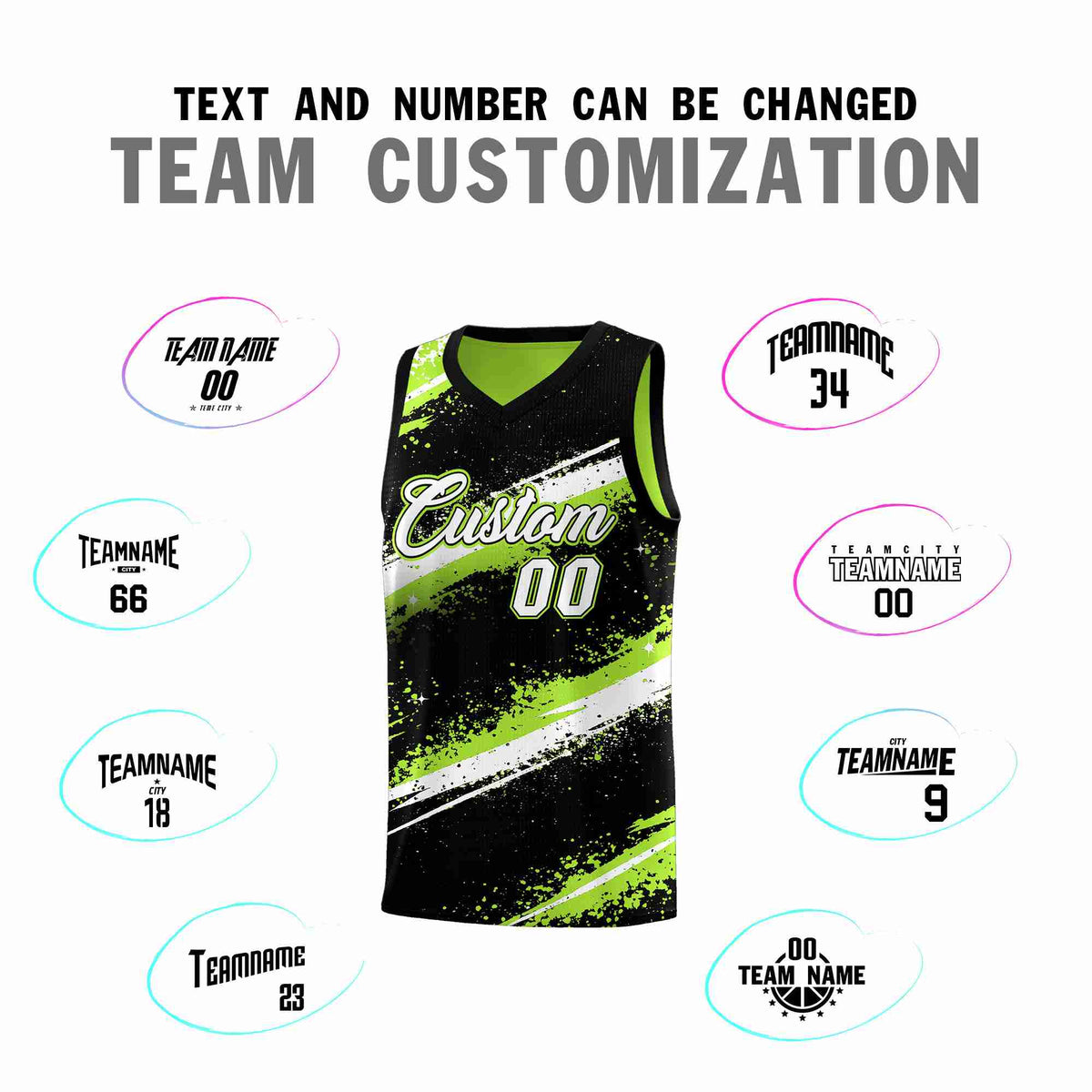Custom Black Green White Basketball Jersey Stellar Strike Series Velocity Breathable