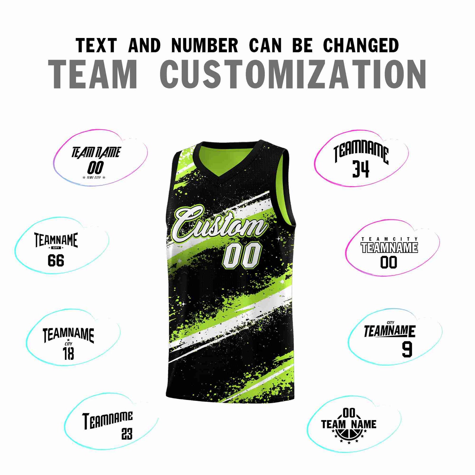 Custom Black Green White Basketball Jersey Stellar Strike Series Velocity Breathable
