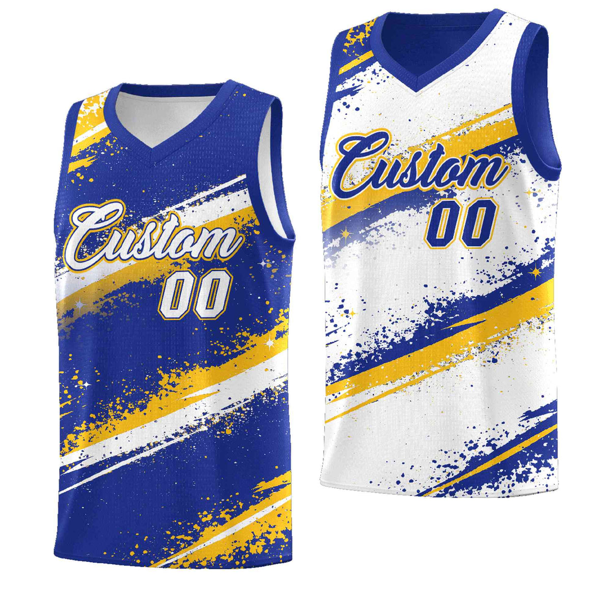 Custom Royal Blue Yellow White Basketball Jersey Stellar Strike Series Cosmic Quick-Drying