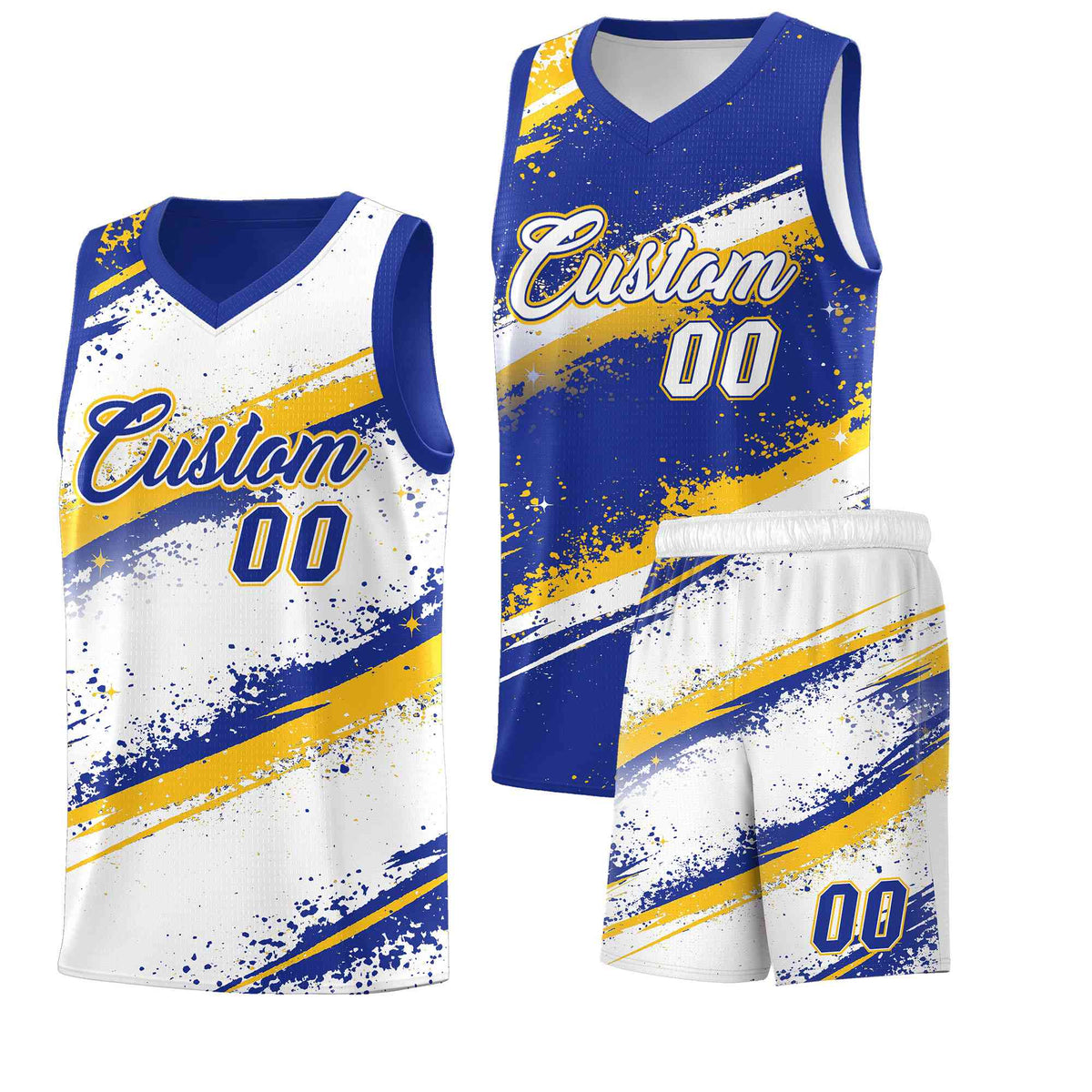 Custom Royal Blue Yellow White Basketball Jersey Stellar Strike Series Cosmic Quick-Drying