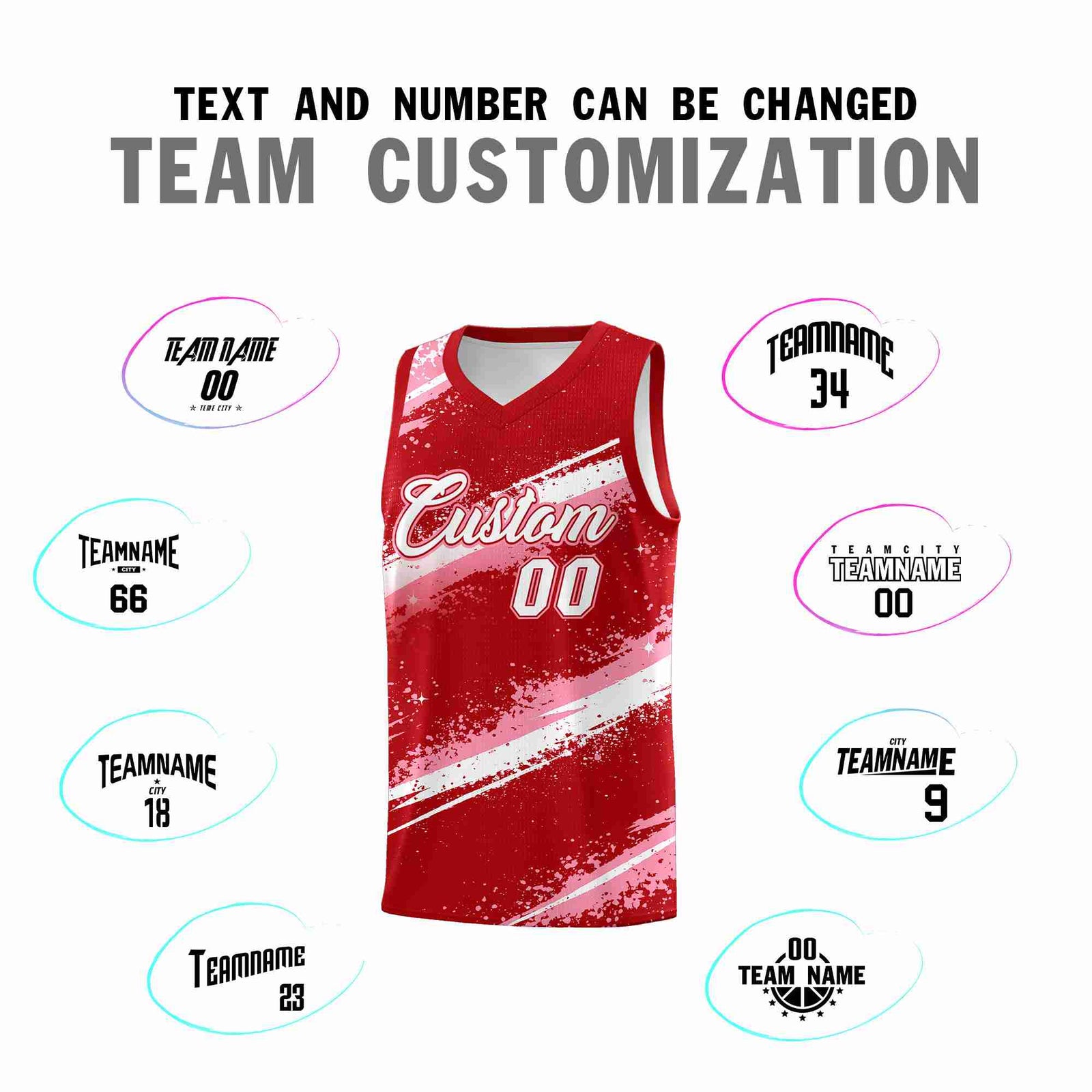 Custom Red Light Pink White Basketball Jersey Stellar Strike Series Impact Lightweight