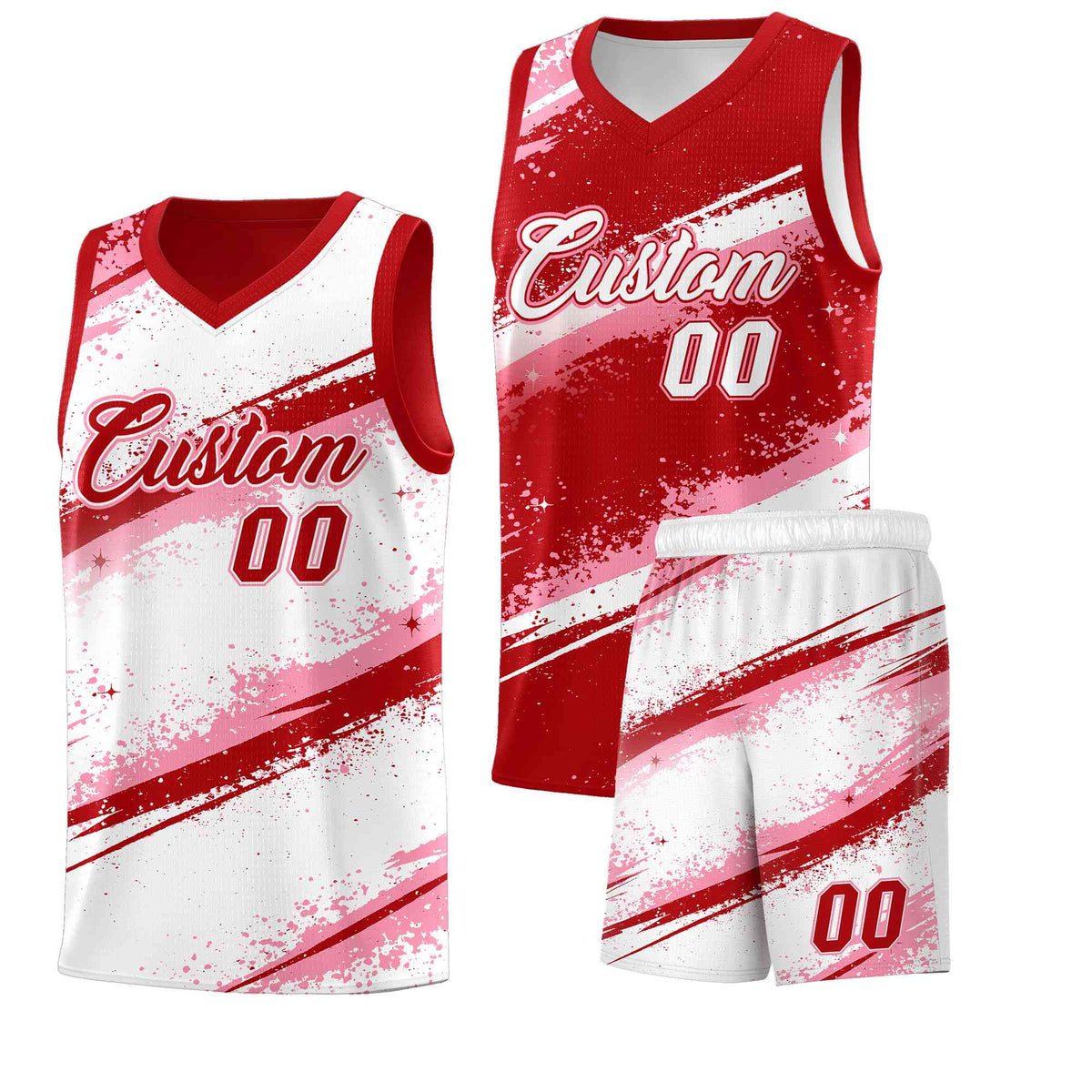 Custom Red Light Pink White Basketball Jersey Stellar Strike Series Impact Lightweight