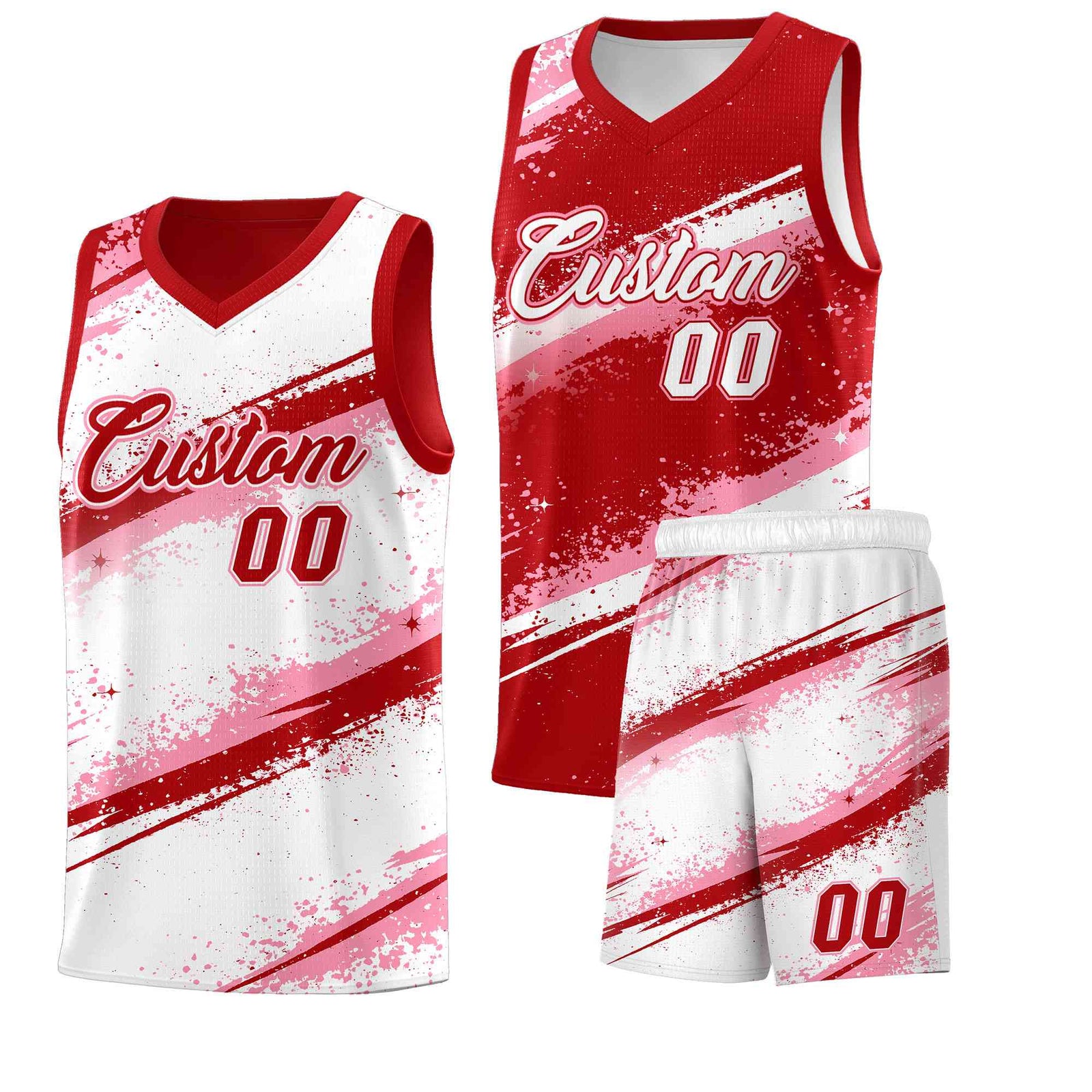 Custom Red Light Pink White Basketball Jersey Stellar Strike Series Impact Lightweight