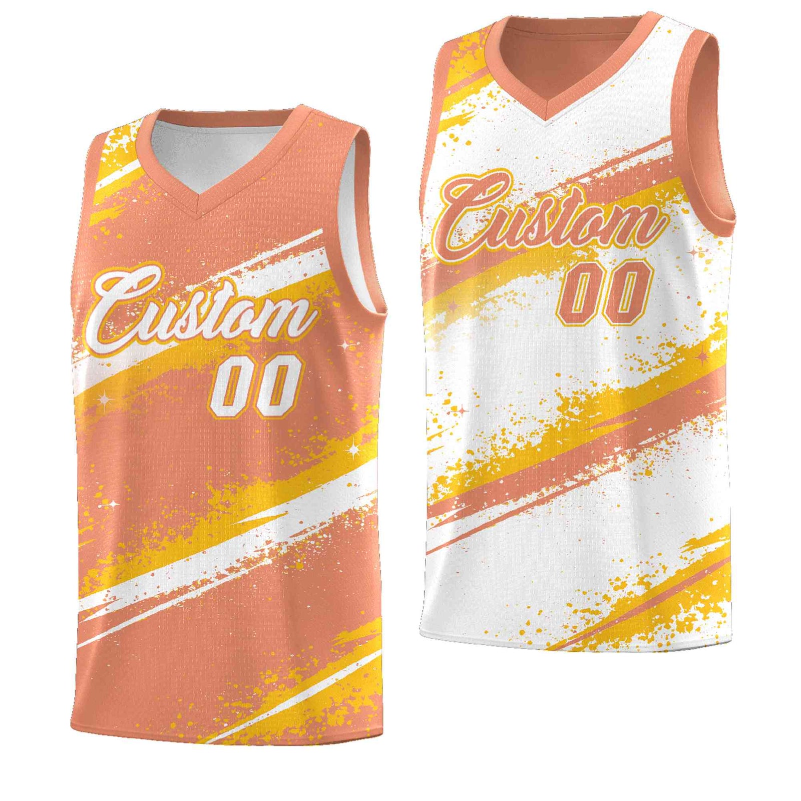 Custom Light Orange Yellow White Basketball Jersey Stellar Strike Series Stellar Wrinkle-Resistant