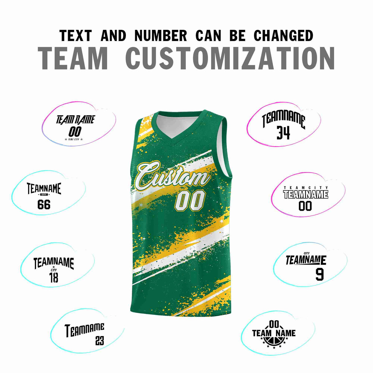 Custom Kelly Green Yellow White Basketball Jersey Stellar Strike Series Reversible Sublimation Printing