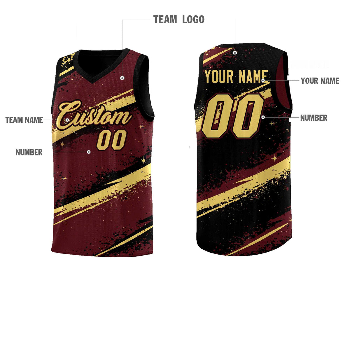 Custom Burgundy Black Khaki Basketball Jersey Stellar Strike Series Velocity Quick-Drying