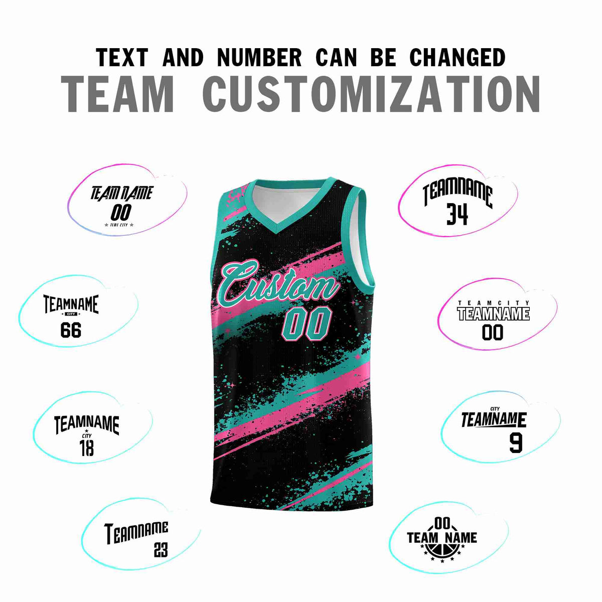 Custom Black Aqua Pink Basketball Jersey Stellar Strike Series Cosmic Lightweight