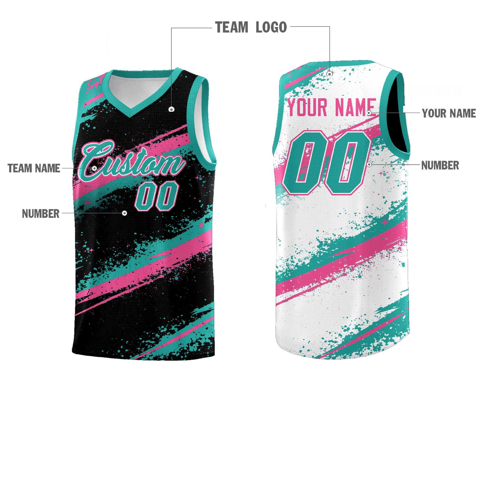 Custom Black Aqua Pink Basketball Jersey Stellar Strike Series Cosmic Lightweight