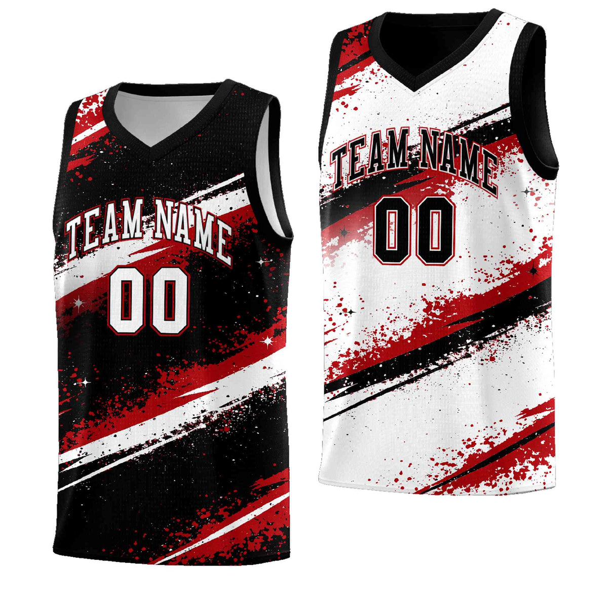 Custom Black Red White Basketball Jersey Stellar Strike Series Stellar Breathable
