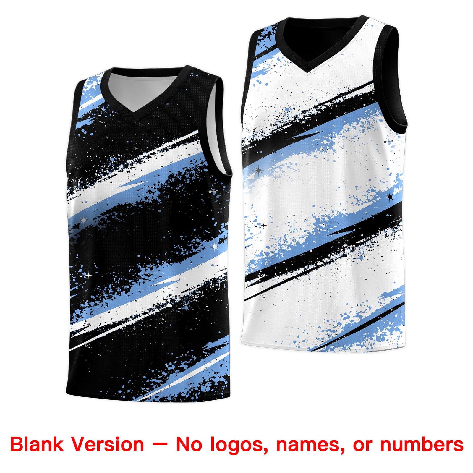 Custom Black Light Blue White Basketball Jersey Stellar Strike Series Splash Quick-Drying