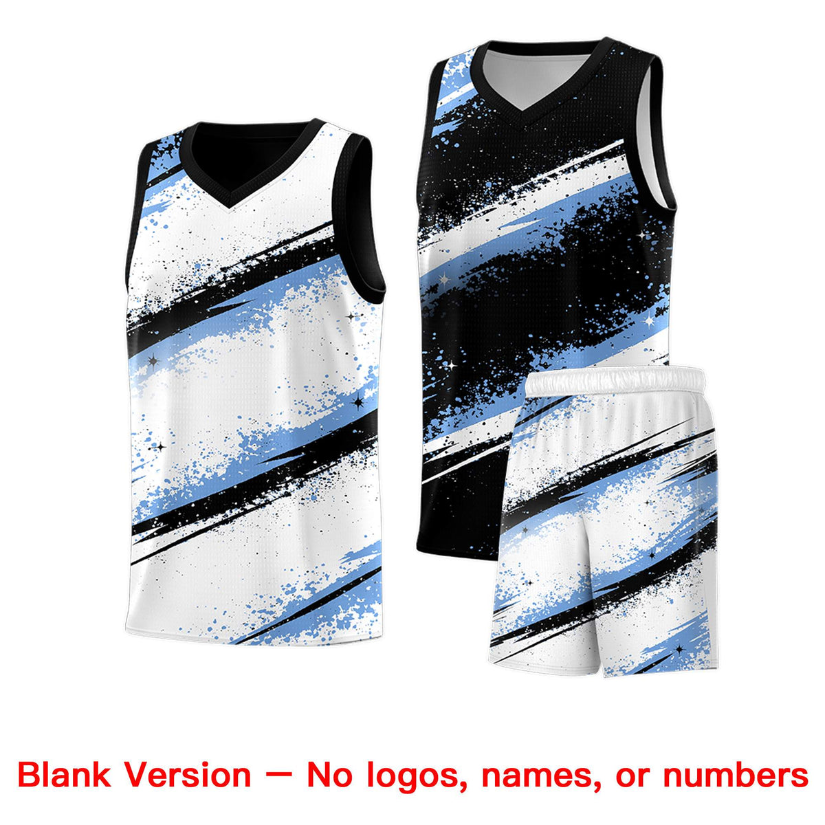 Custom Black Light Blue White Basketball Jersey Stellar Strike Series Splash Quick-Drying