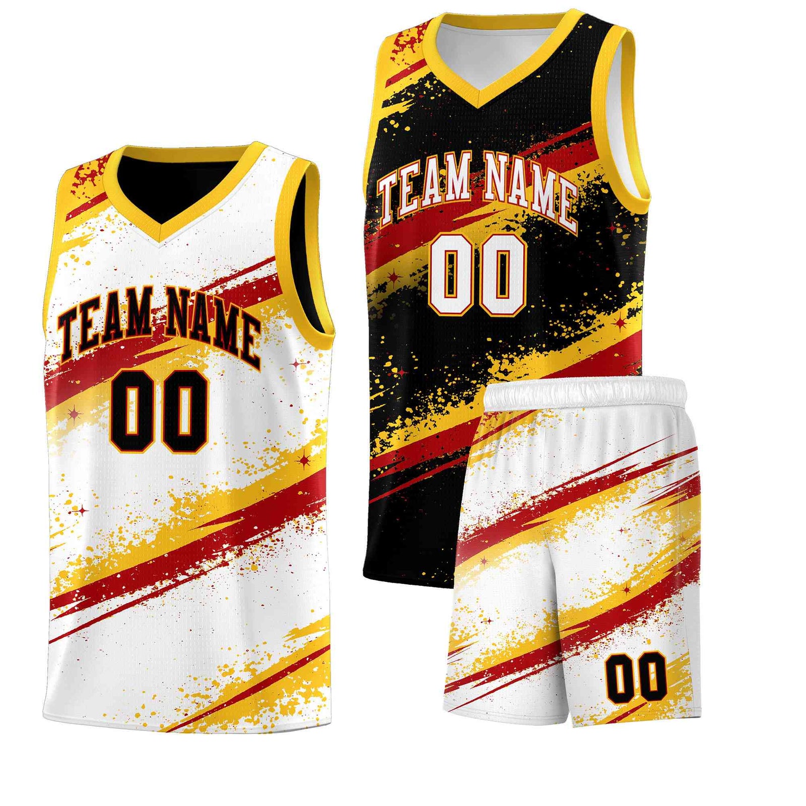 Custom Black Yellow Red Basketball Jersey Stellar Strike Series Dynamic Wrinkle-Resistant