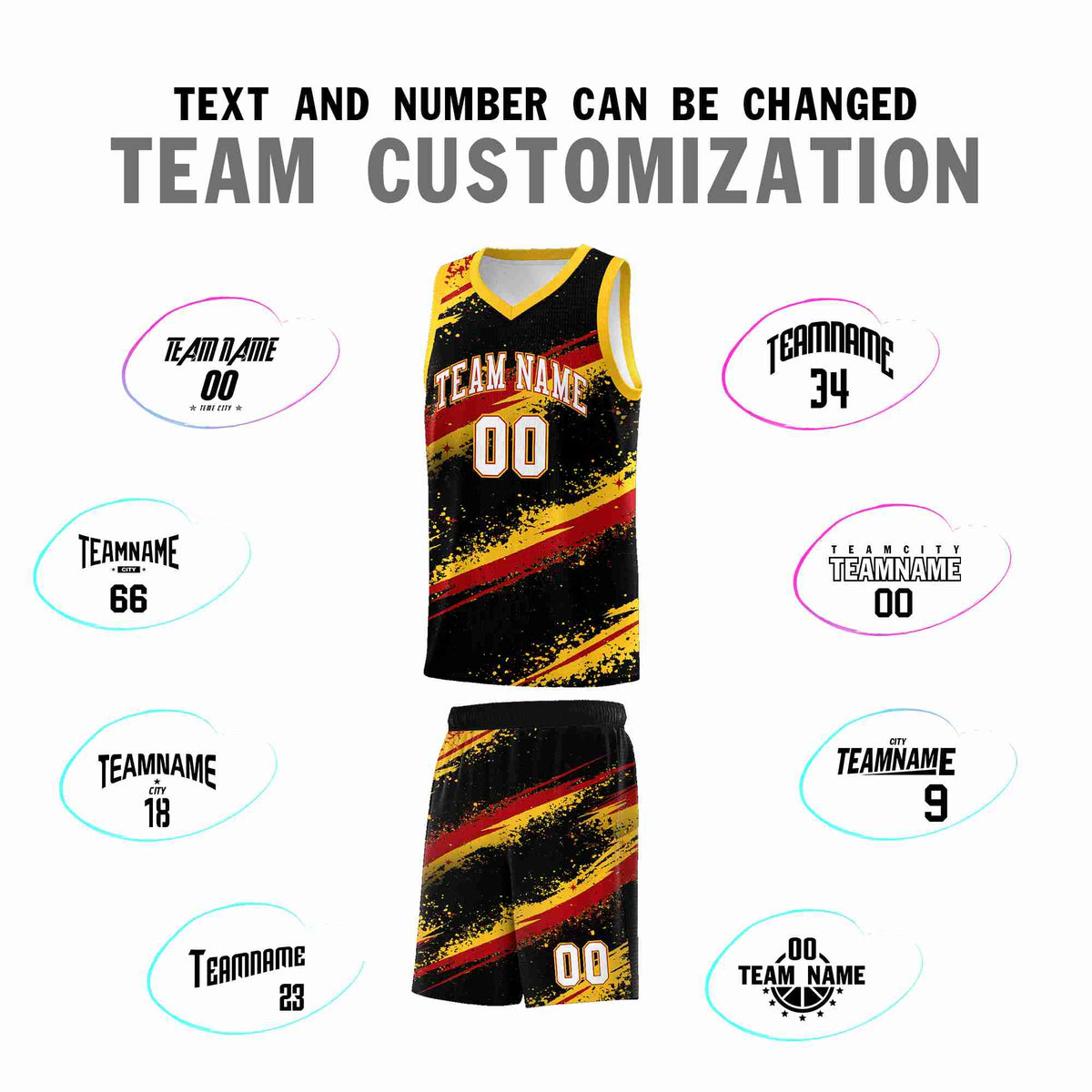 Custom Black Yellow Red Basketball Jersey Stellar Strike Series Dynamic Wrinkle-Resistant