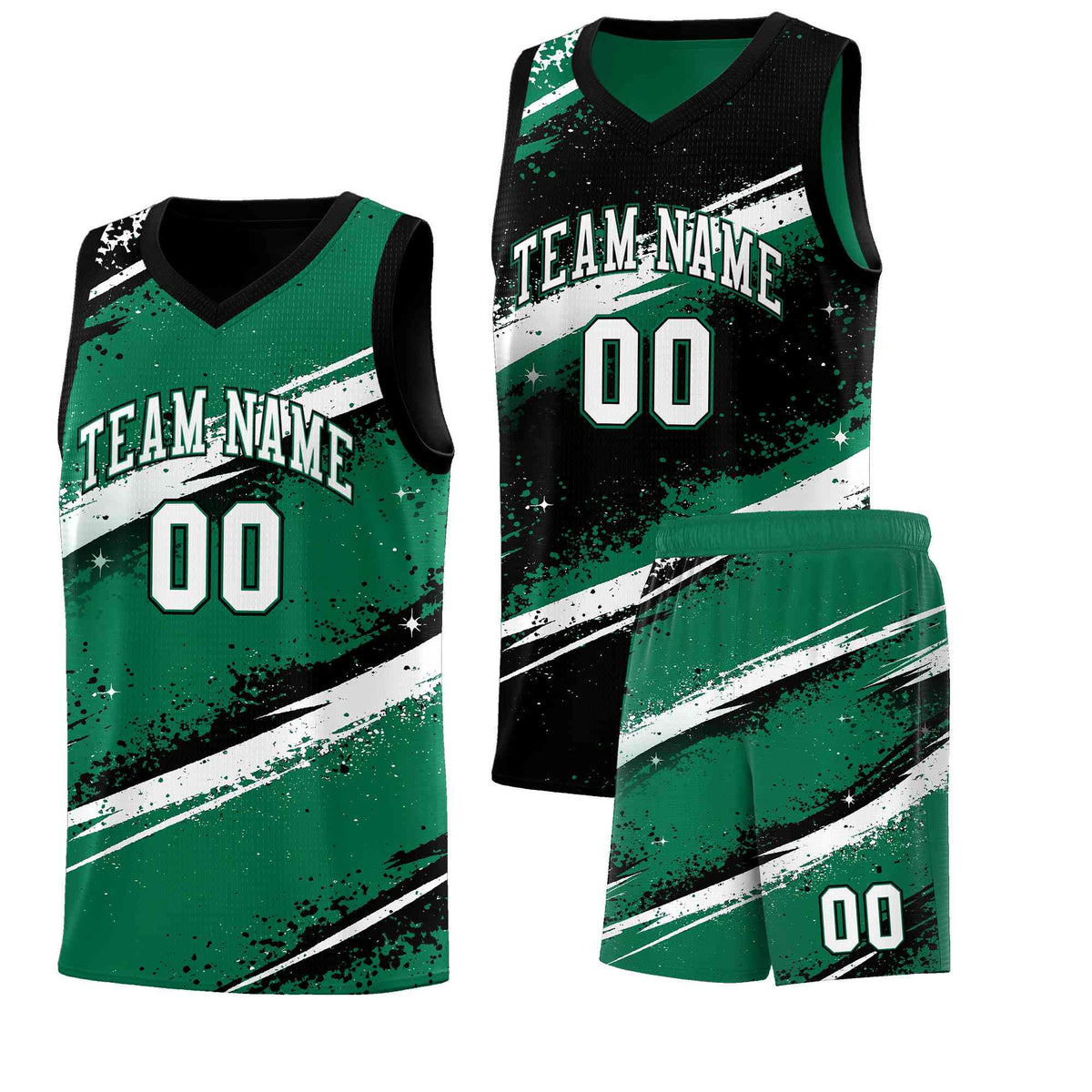 Custom Black Kelly Green White Basketball Jersey Stellar Strike Series Splash Lightweight